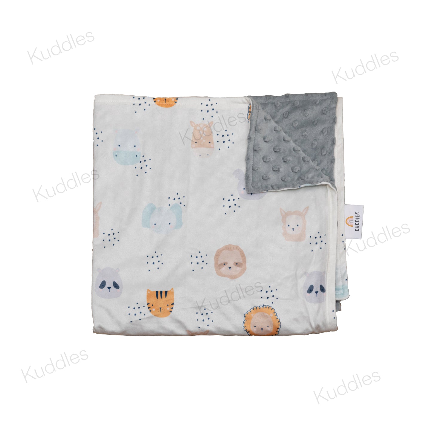Animal Faces Reversible Minky Blanket