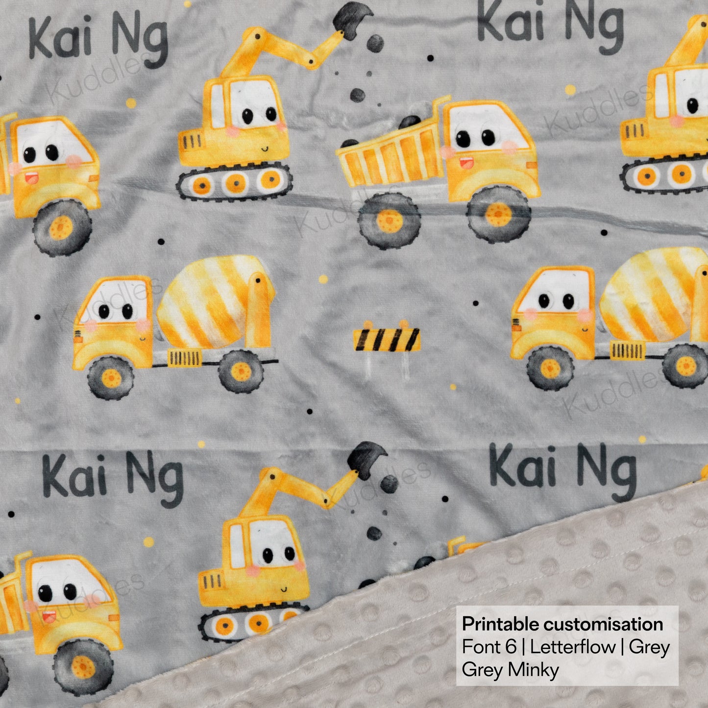 Construction Fun Reversible Minky Blanket