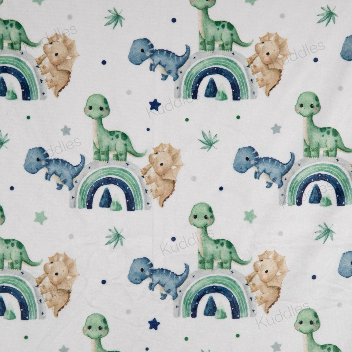 Cute Little Dinosaurs (Blue) Reversible Minky Blanket