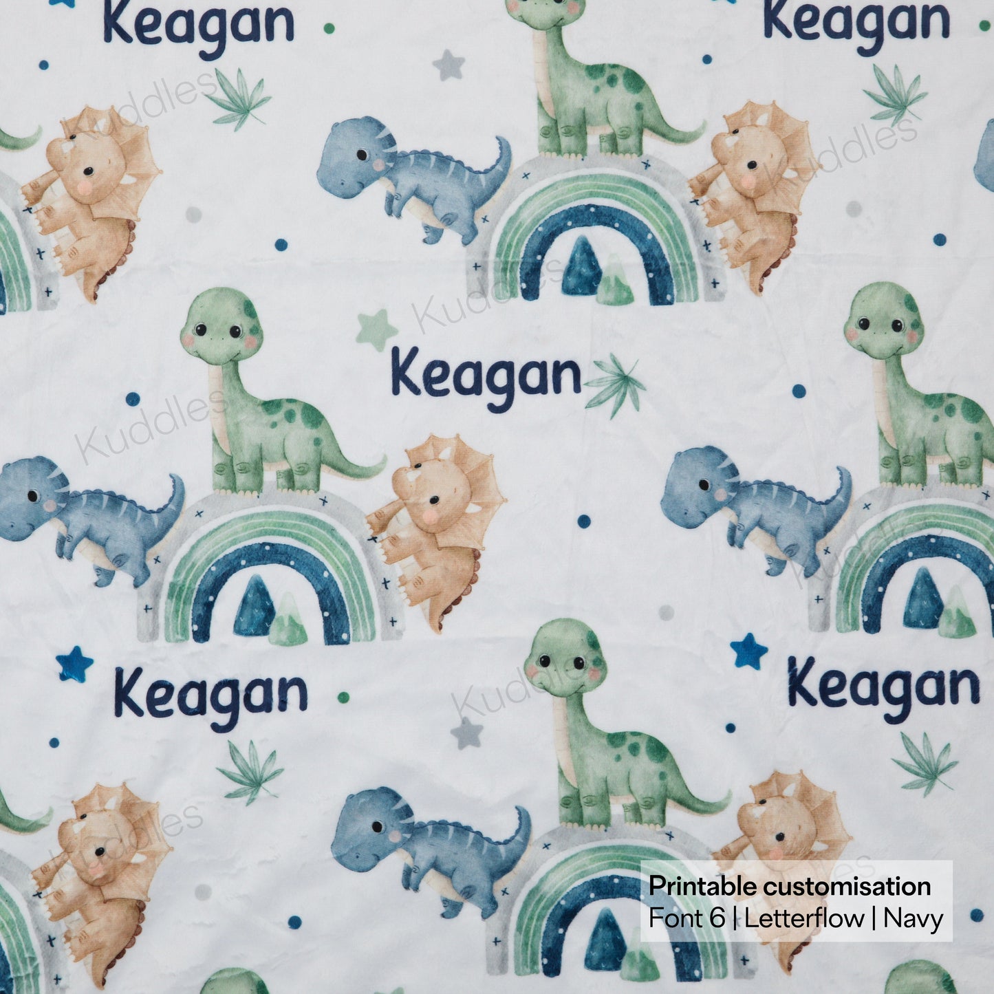Cute Little Dinosaurs (Blue) Reversible Minky Blanket