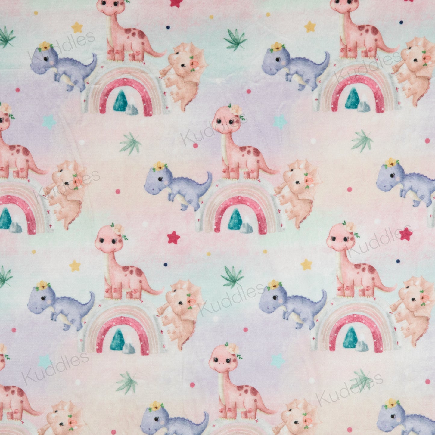 Cute Little Dinosaurs (Pink) Reversible Minky Blanket
