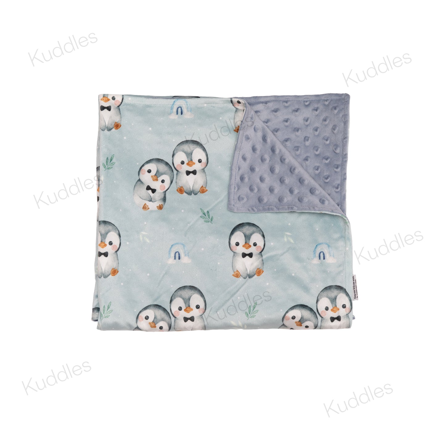 Cute Little Penguins (Blue) Reversible Minky Blanket