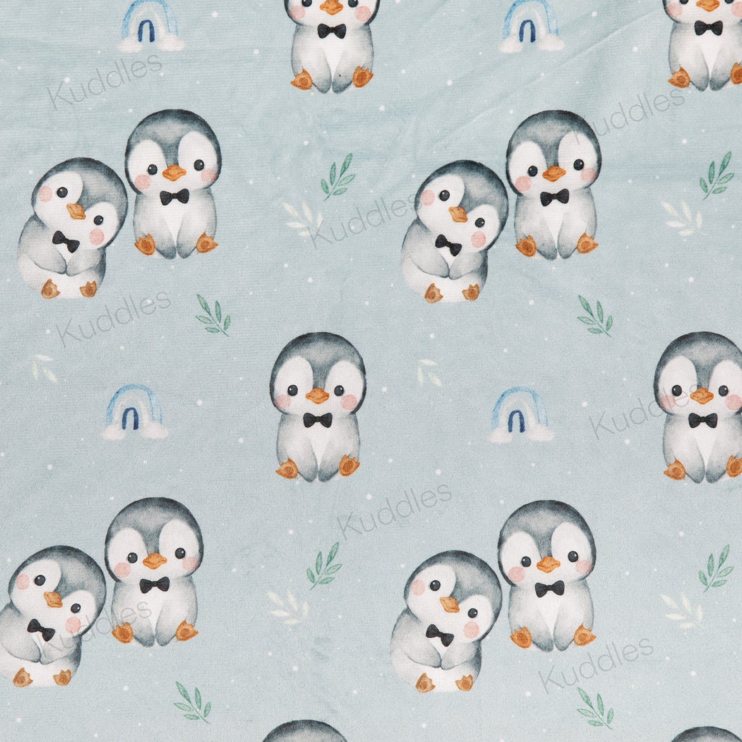 Cute Little Penguins (Blue) Reversible Minky Blanket