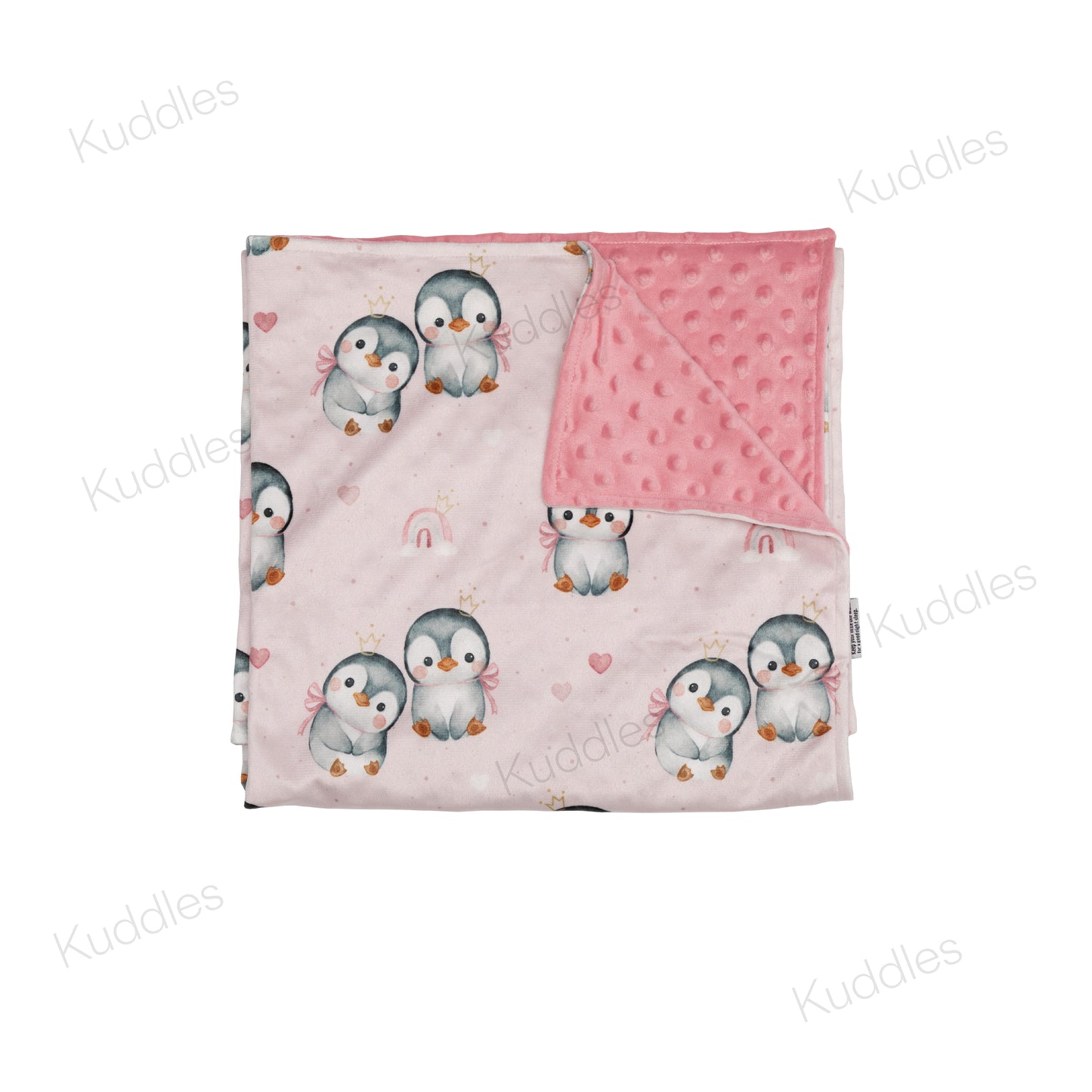 Cute Little Penguins (Pink) Reversible Minky Blanket