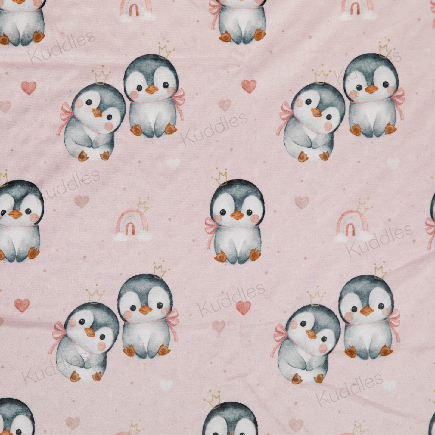 Cute Little Penguins (Pink) Reversible Minky Blanket