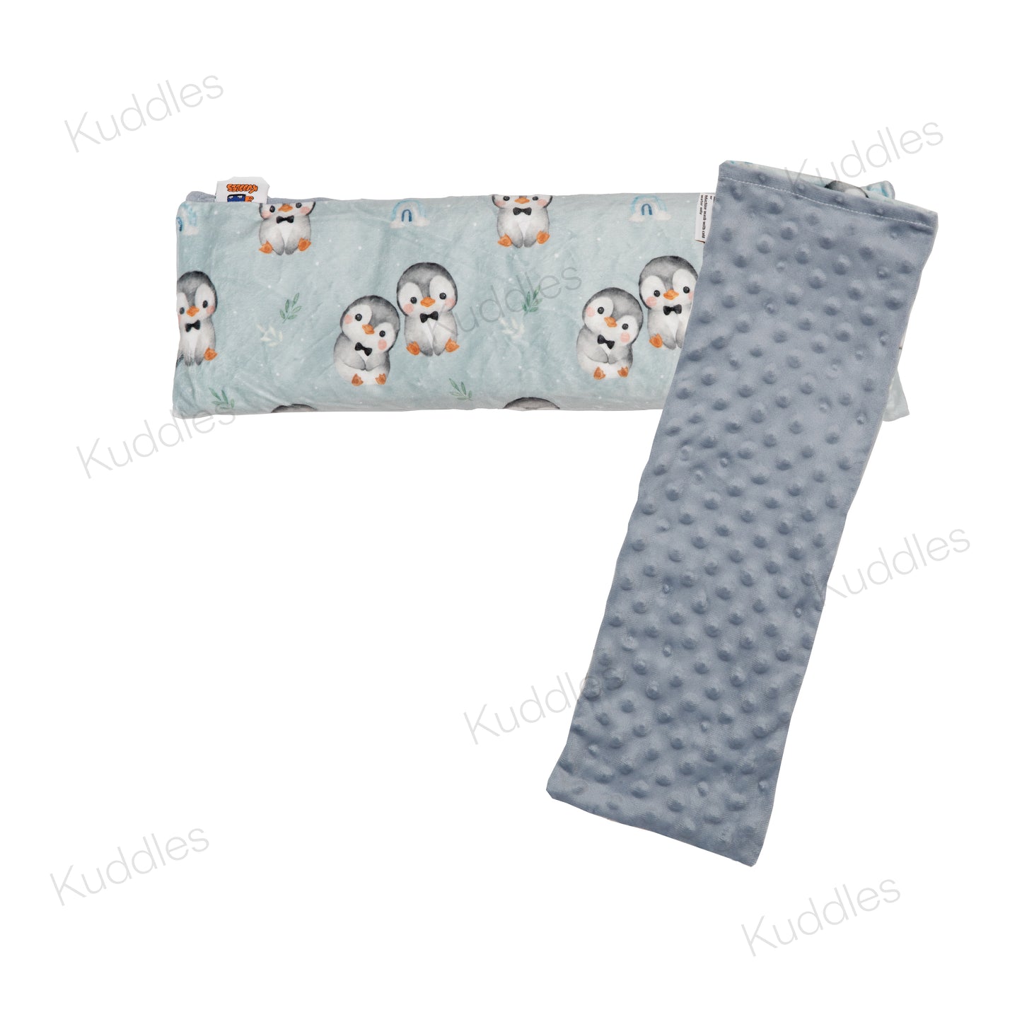 Cute Little Penguins (Blue) Minky Buckwheat Husk Pillow