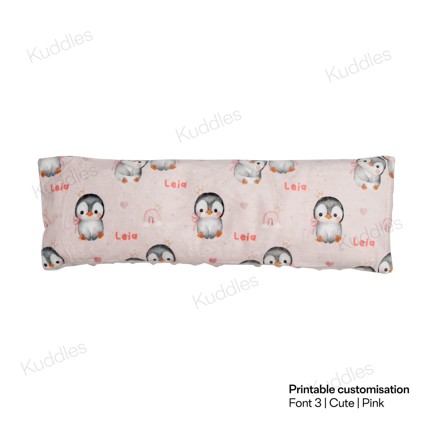 Cute Little Penguins (Pink) Minky Buckwheat Husk Pillow