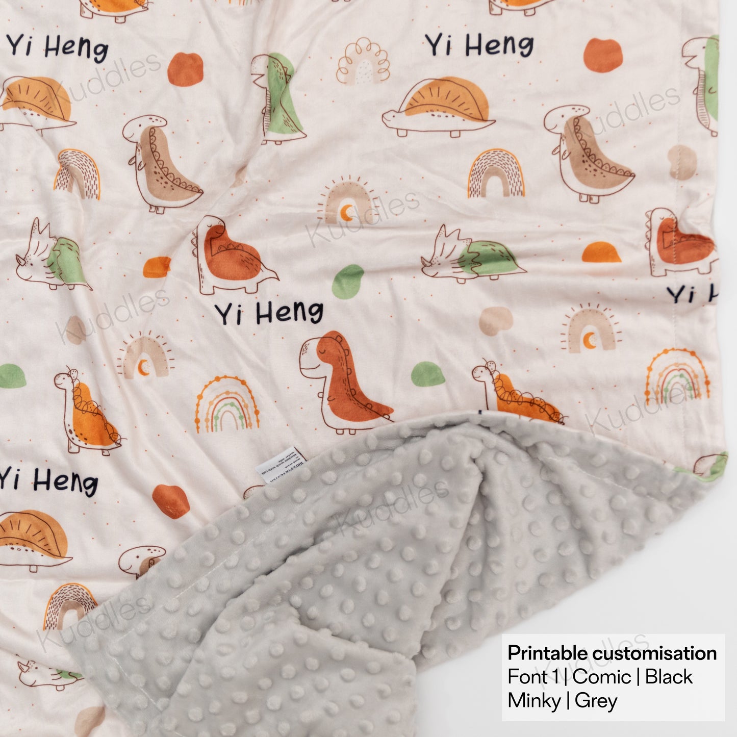 Dino Glob Reversible Minky Blanket