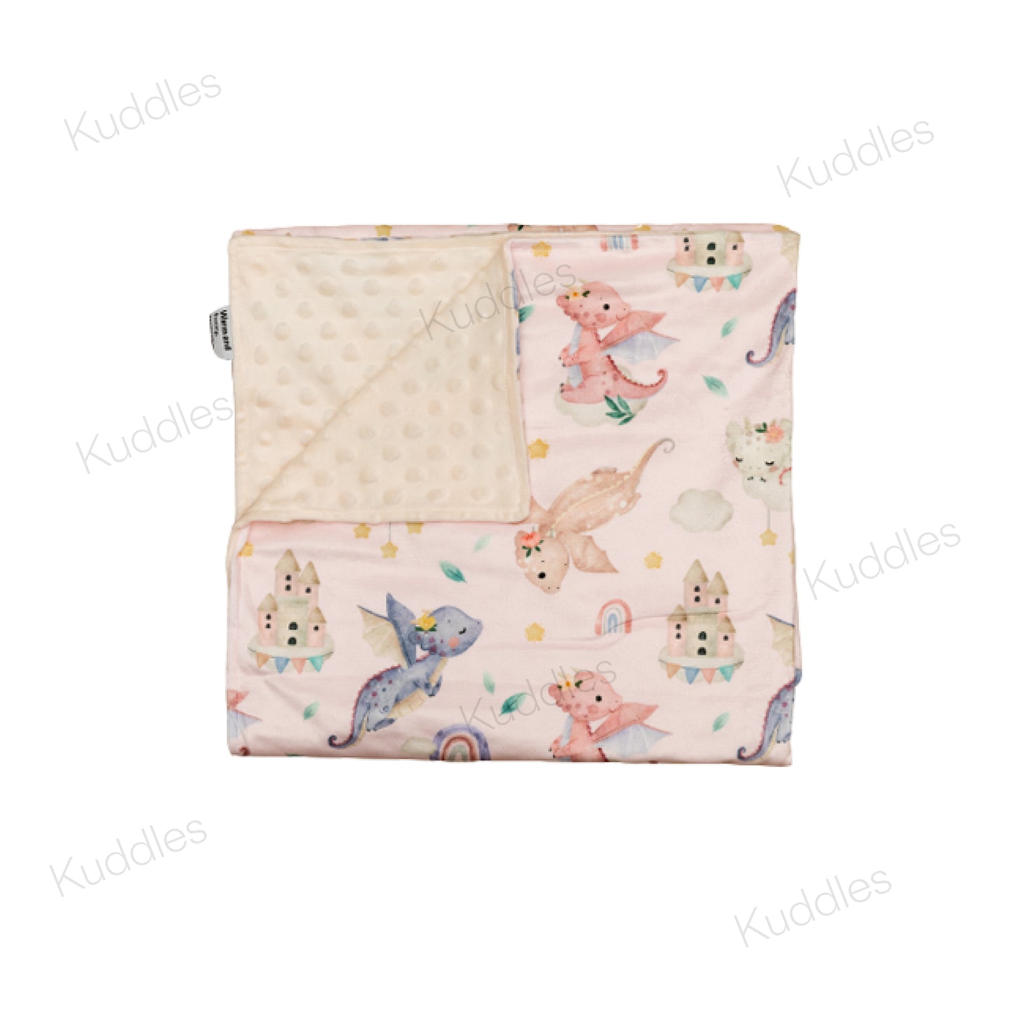 Dragons in the Sky (Pink) Reversible Minky Blanket