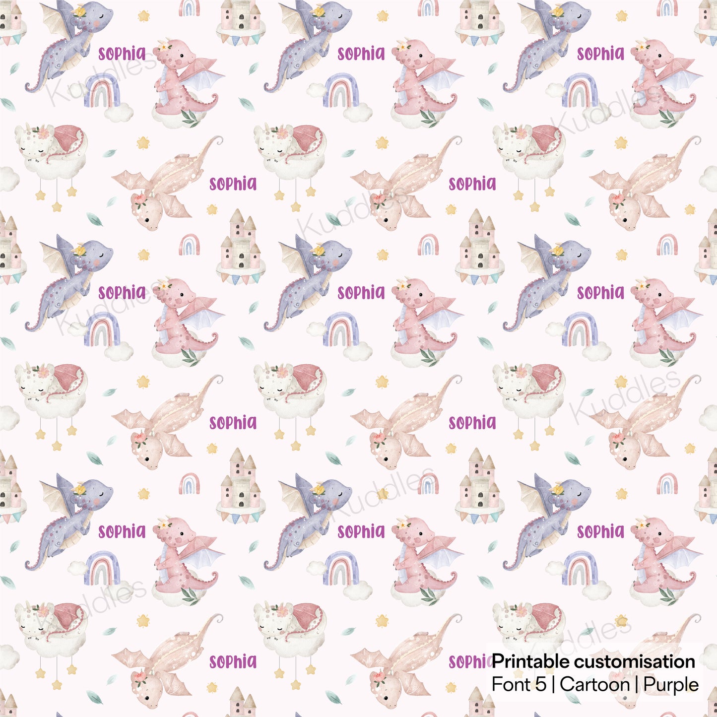Dragons in the Sky (Pink) Reversible Minky Blanket