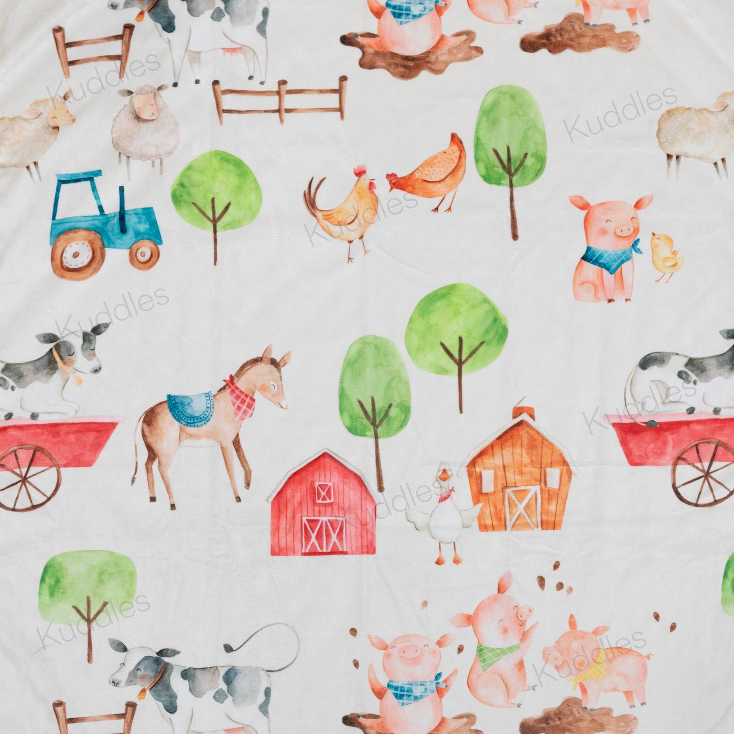 Farm Barn Reversible Minky Blanket