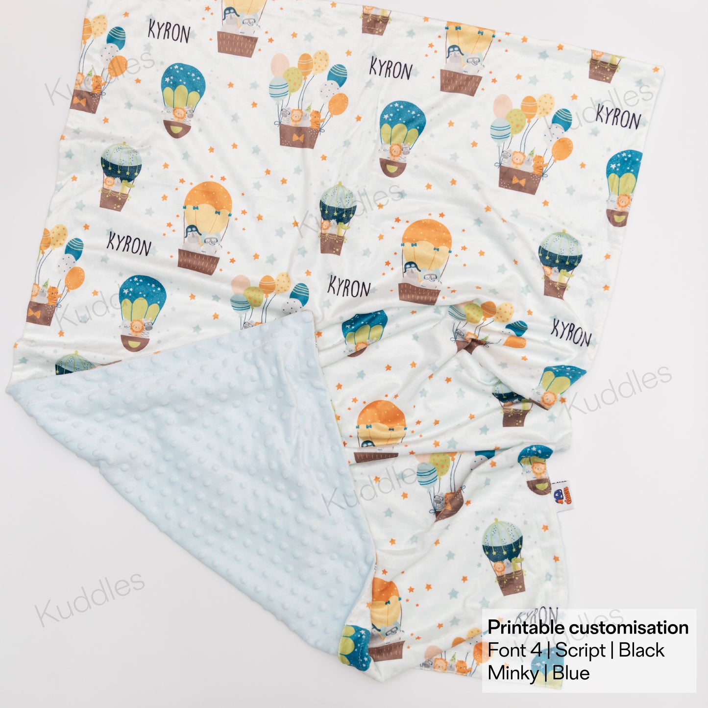 Hot Air Balloon Party Reversible Minky Blanket