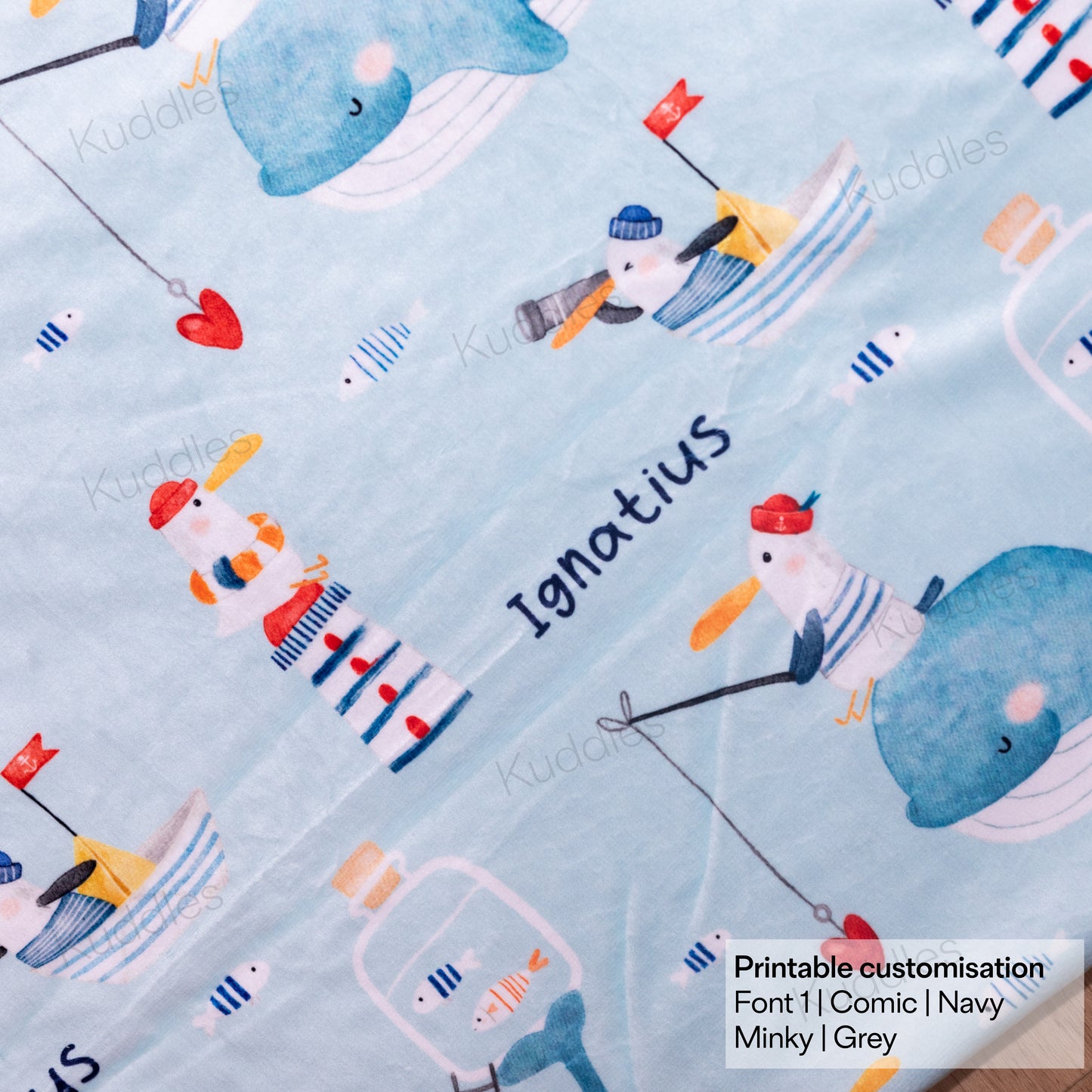 Let's Go Fishing Reversible Minky Blanket