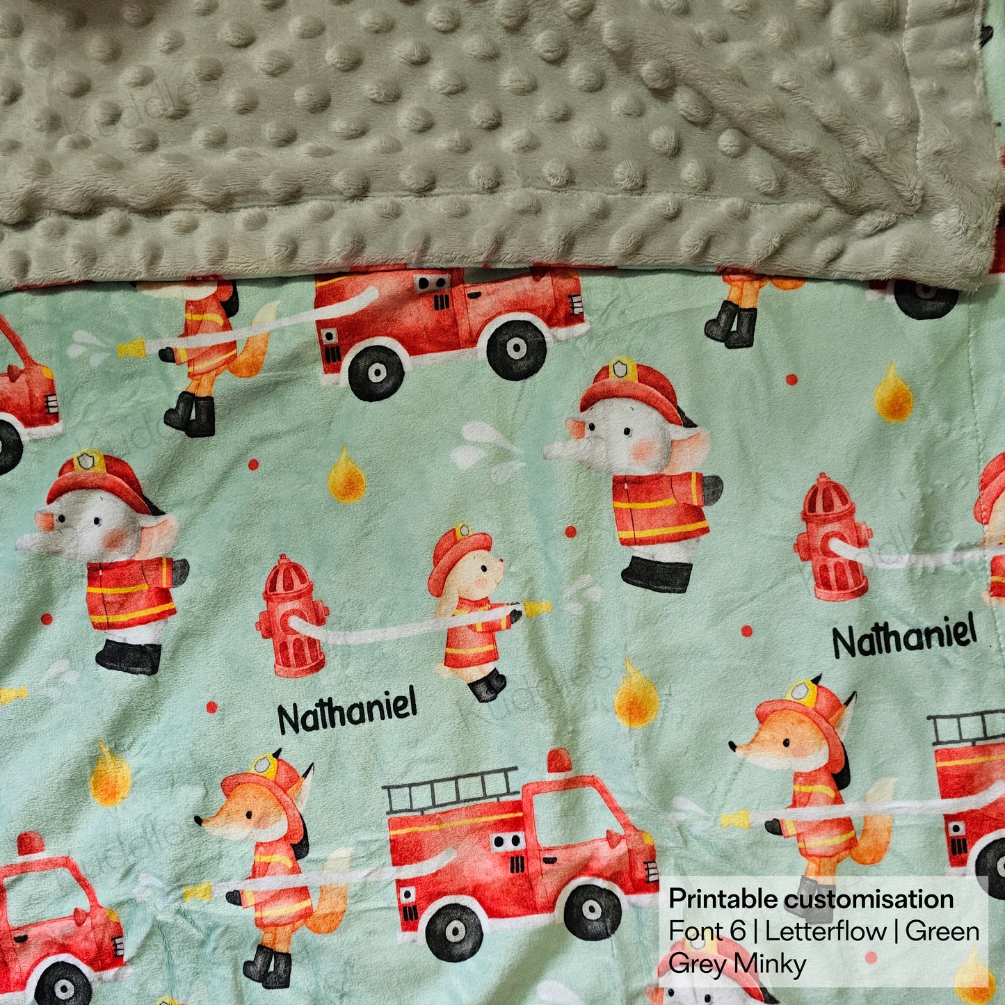 Little Firefighter Reversible Minky Blanket