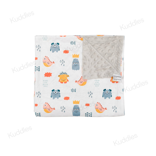 (Made-to-order only) Little Monsters Reversible Minky Blanket