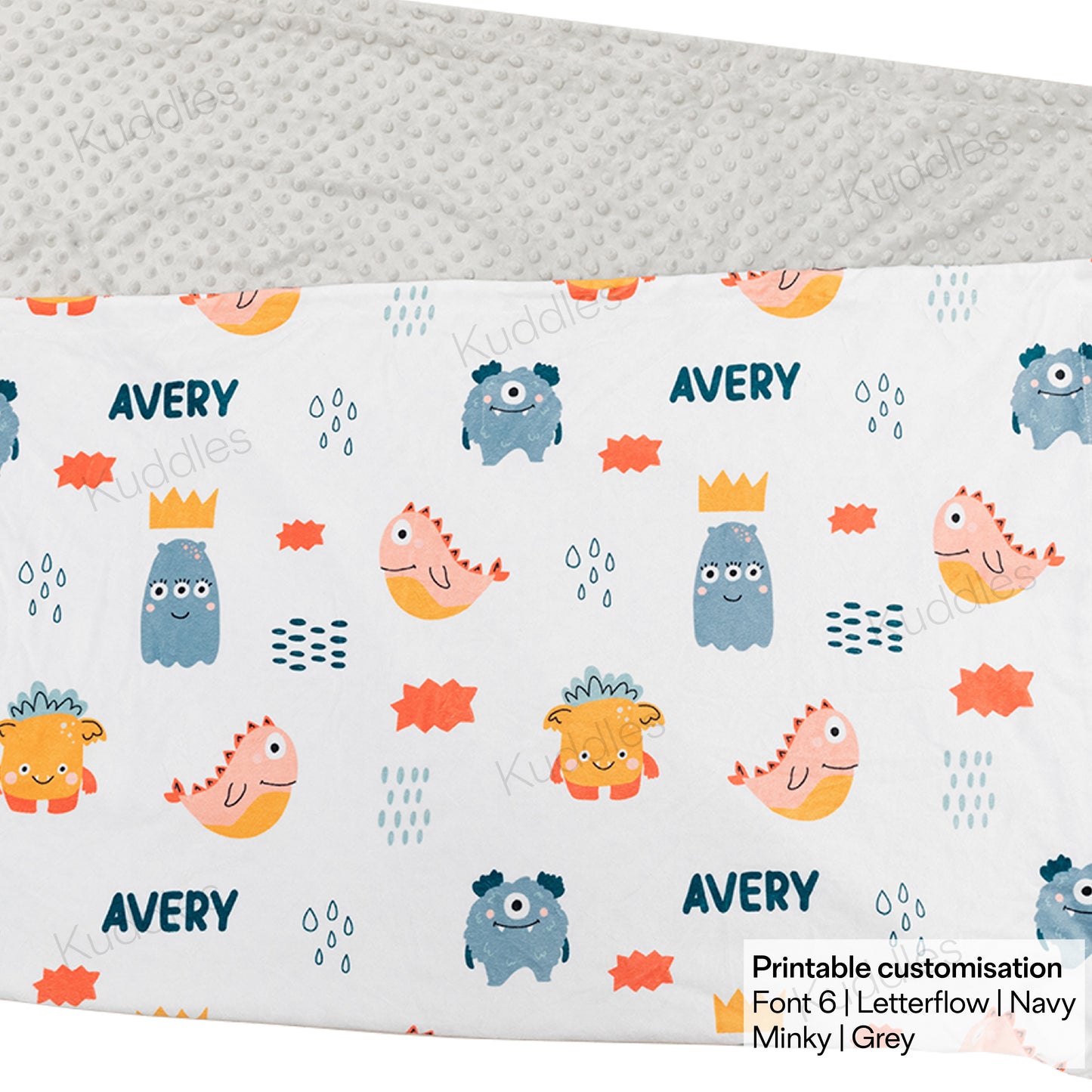 (Made-to-order only) Little Monsters Reversible Minky Blanket