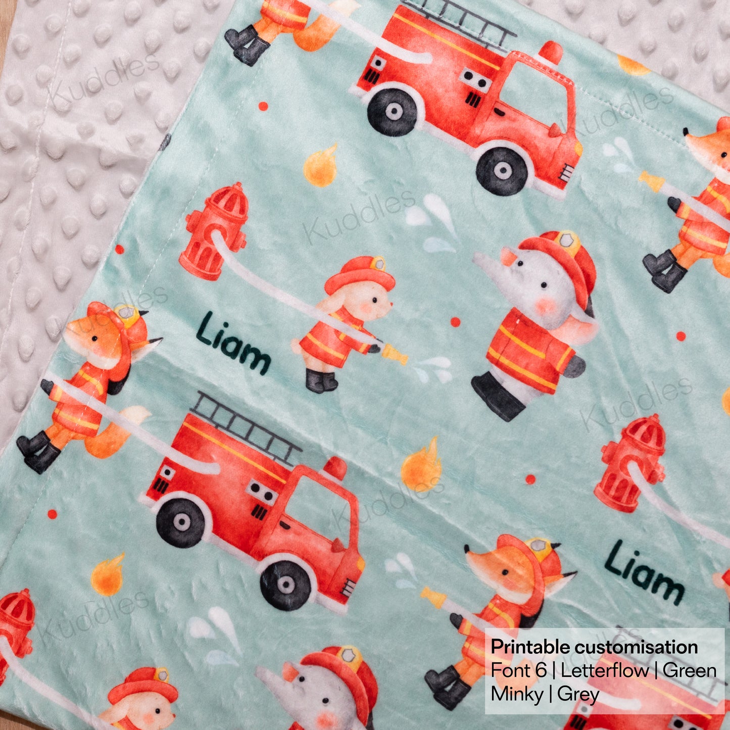 Little Firefighter Reversible Minky Blanket