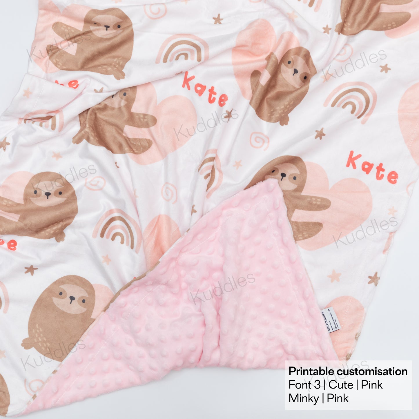 Lovely Sloths Reversible Minky Blanket