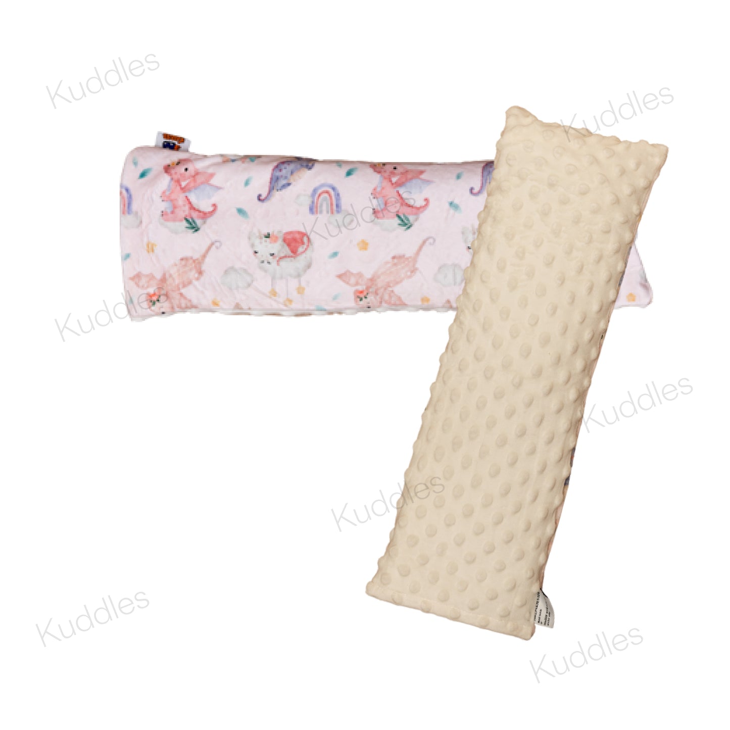 Dragons in the Sky (Pink) Reversible Minky Buckwheat Husk Pillow