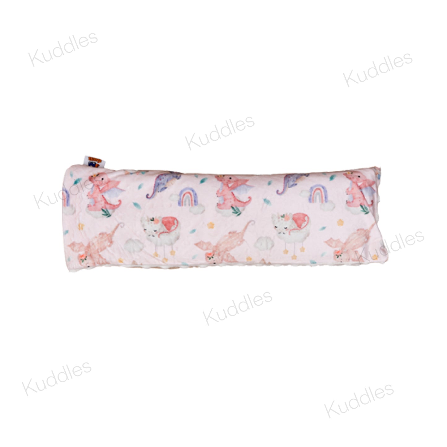 Dragons in the Sky (Pink) Reversible Minky Buckwheat Husk Pillow