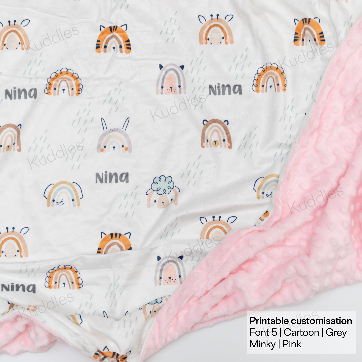 Rainbow Faces Reversible Minky Blanket