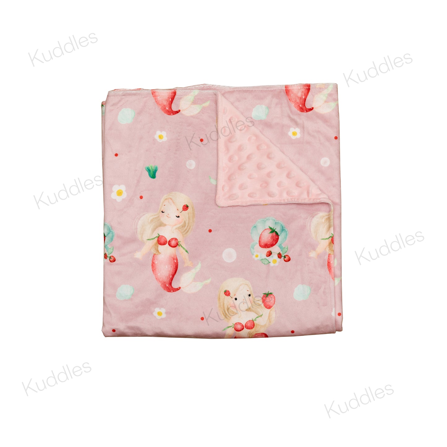 Strawberry Mermaid Reversible Minky Blanket