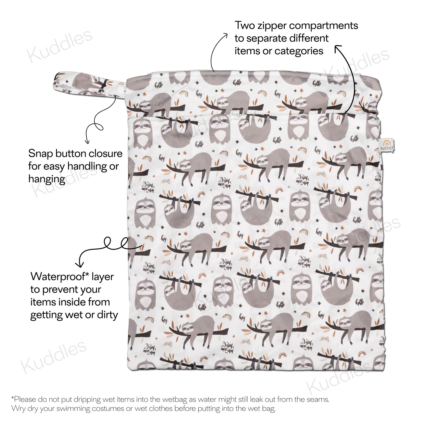 Large Wet Bag (Lazy Sloth)