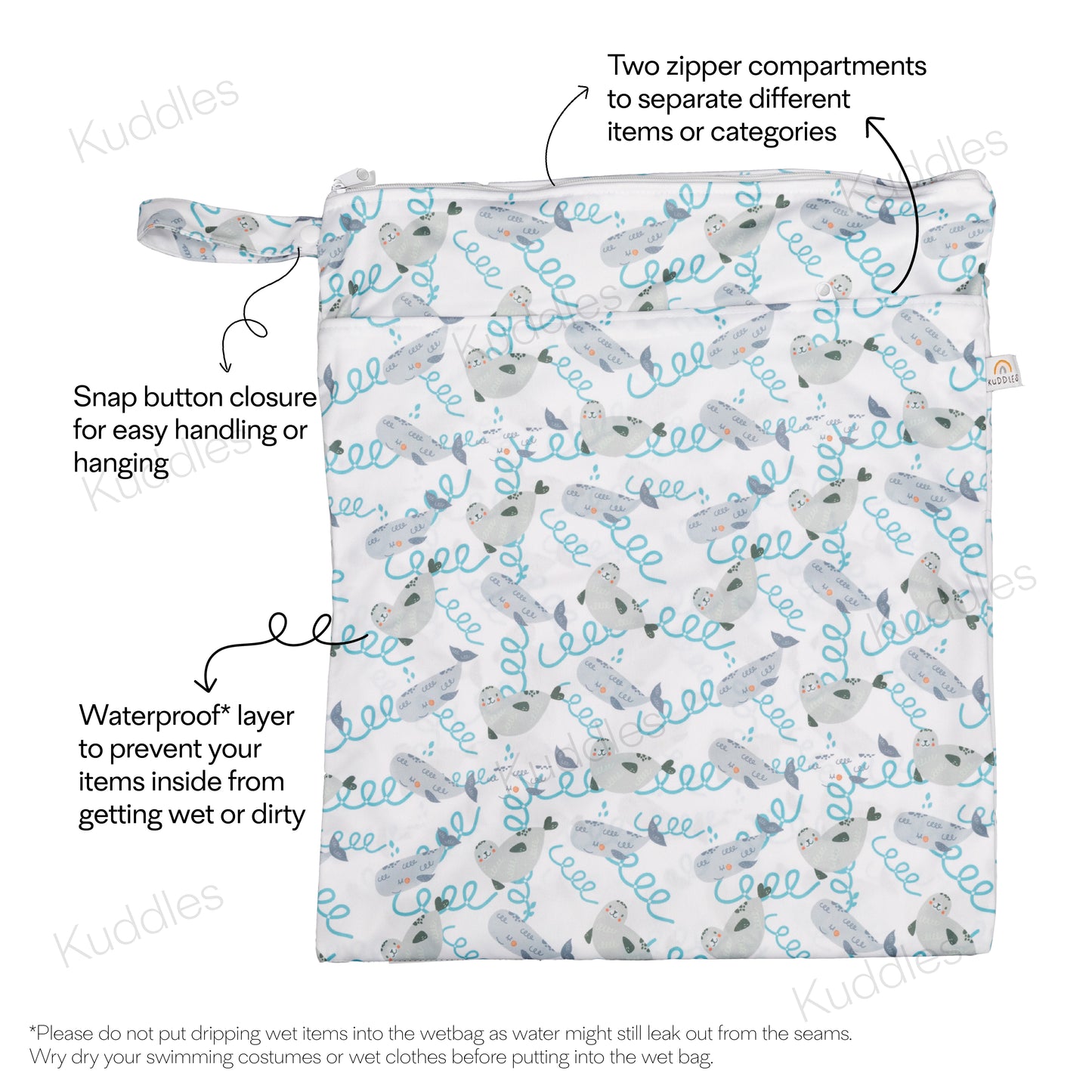 Large Wet Bag (Whirly Seals)