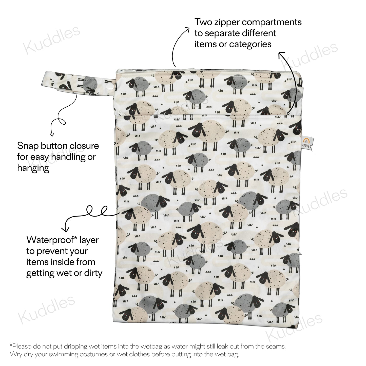 Medium Wet Bag (Baa Baa Black Sheep)