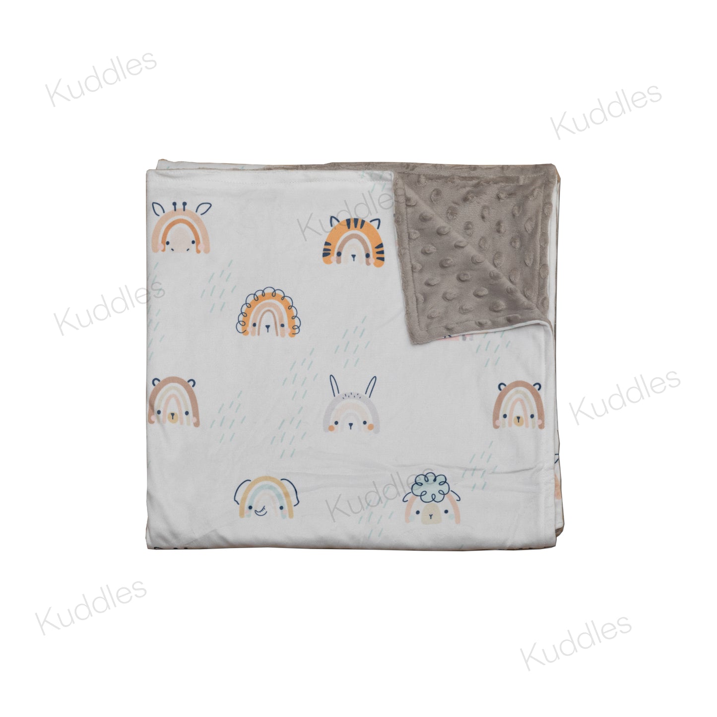 Rainbow Faces Reversible Minky Blanket