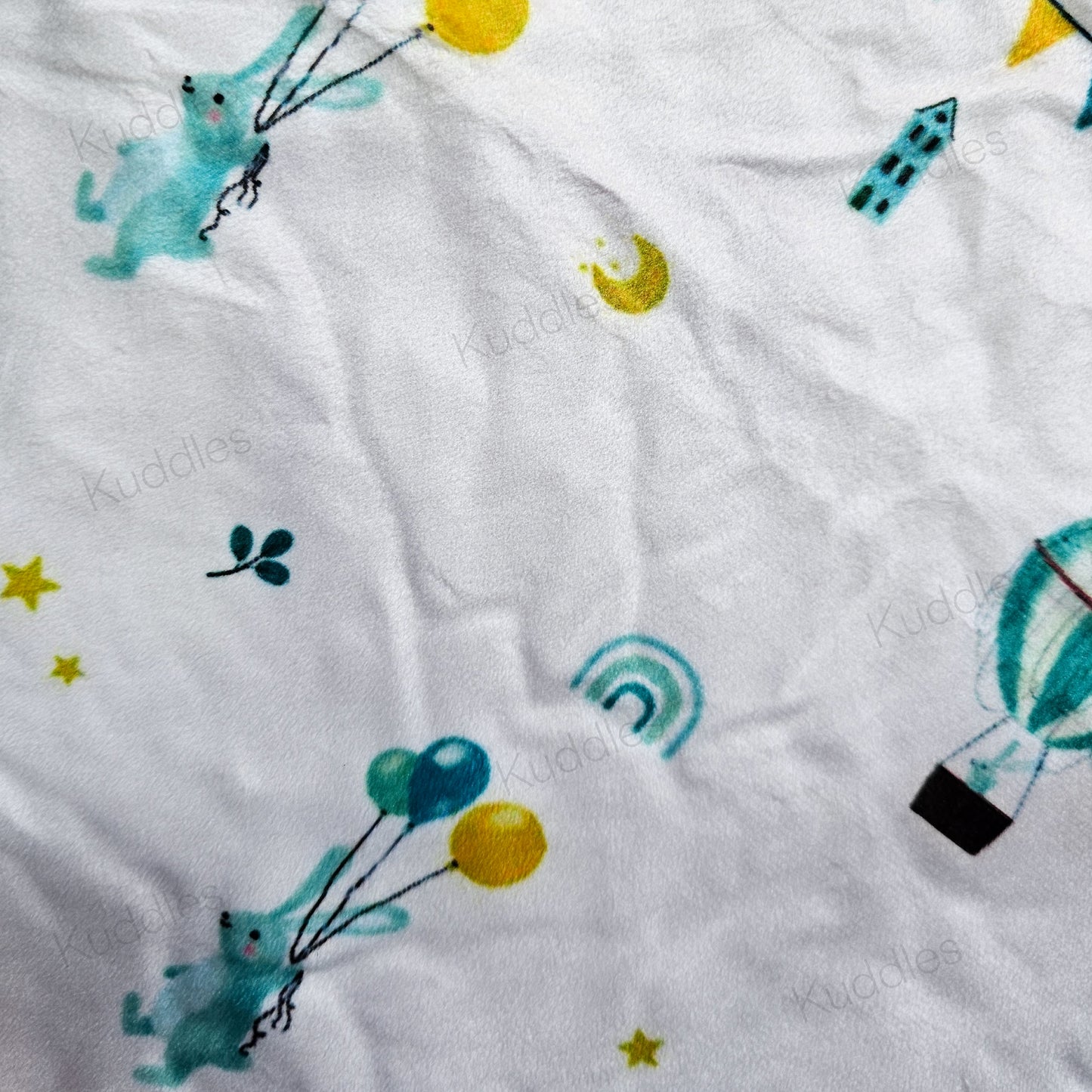 [AS-IS] Bunnies Jamboree (Blue) Reversible Minky Blanket