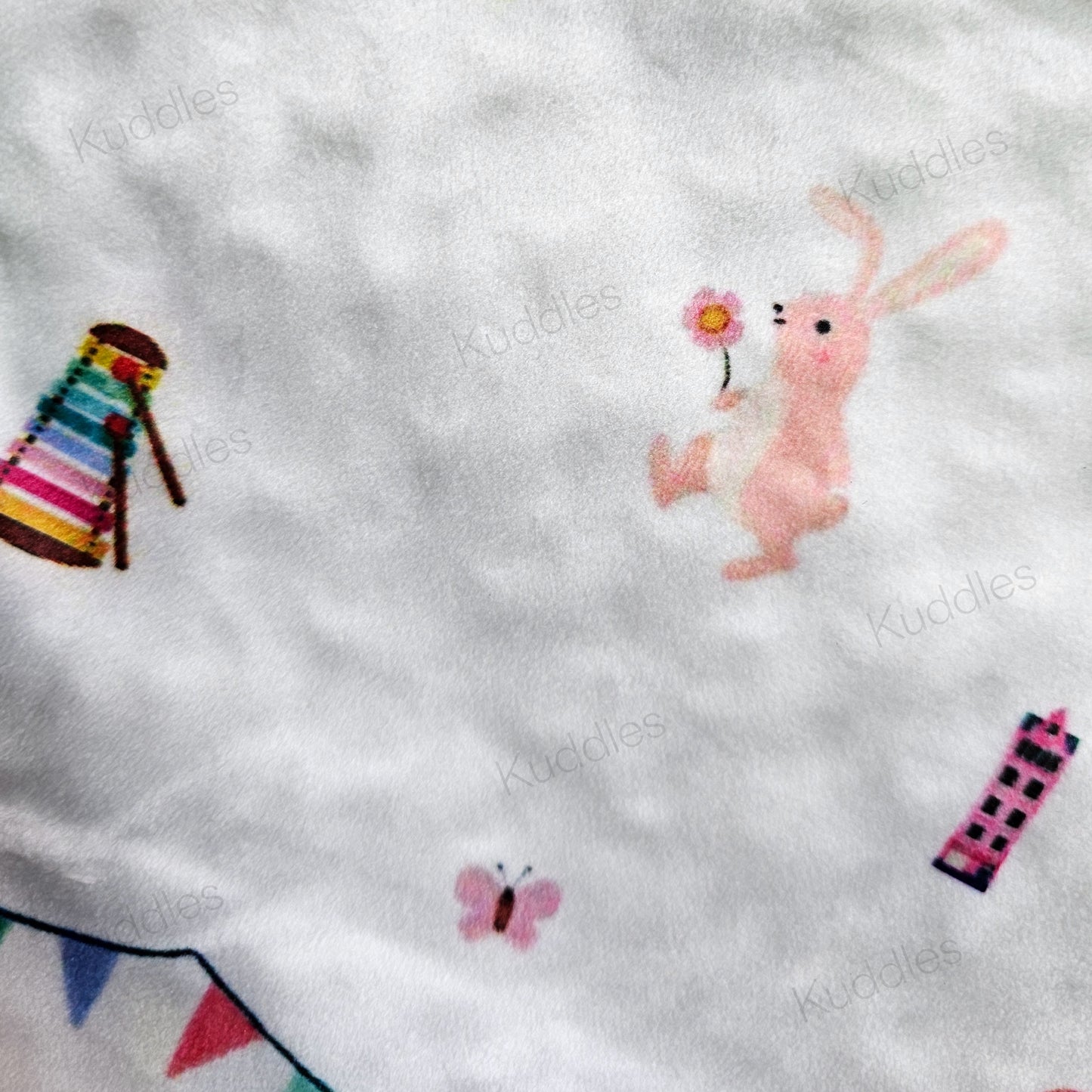 [AS-IS] Bunnies Jamboree (Pink) Reversible Minky Blanket