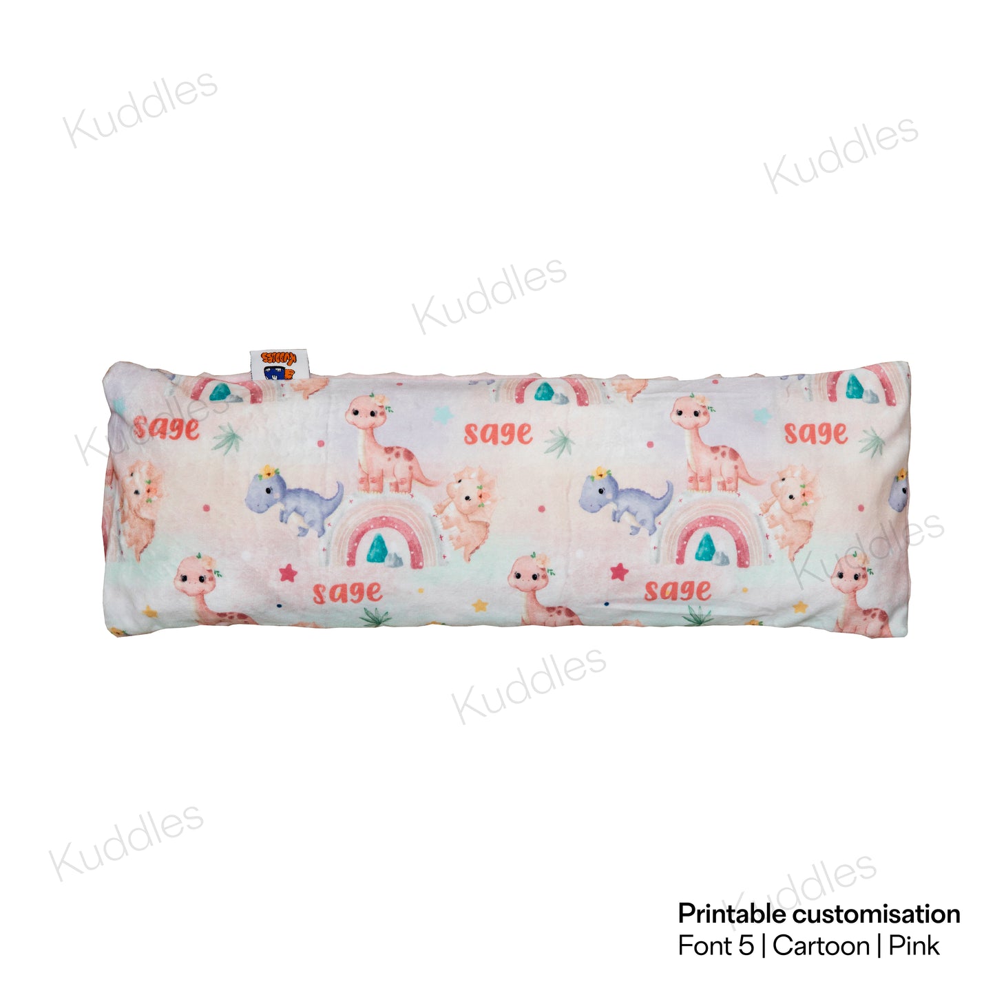 Cute Little Dinosaurs (Pink) Minky Buckwheat Husk Pillow