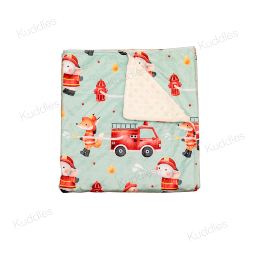 Little Firefighter Reversible Minky Blanket